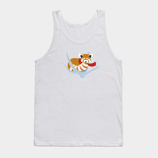 Cute red panda on a tree wearing a scarf // spot illustration Tank Top by SelmaCardoso